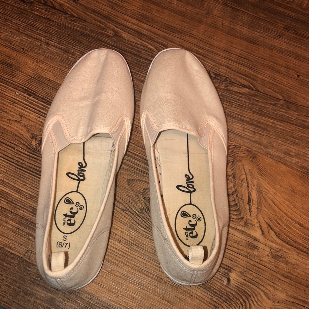 cream slip on shoes